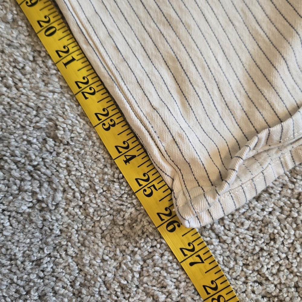 Chino Wide Leg Sailor Pants Womens 12 Nautical Beachy Boho Ivory Stripe Cotton - Picture 11 of 11